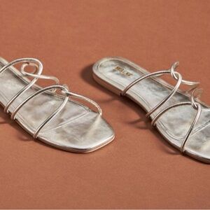 Anthropologie Maeve silver strappy sandals